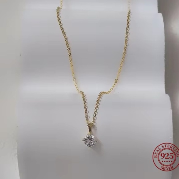 925 Sterling Silver Gold Tone Pendant Necklace - Picture 1 of 3